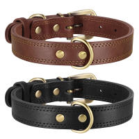 Collar De Cuero Genuino Duradero Ajustable Para Perros Medianos Y Grandes Aleman Shephard Entrenamiento Caza Marrón - details 1