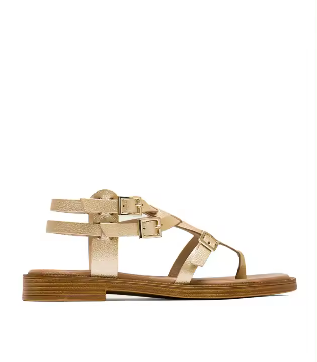 SANDALIA PLANA ROMANA DE PIEL ORO PORRONET 3129 MILEY - 1