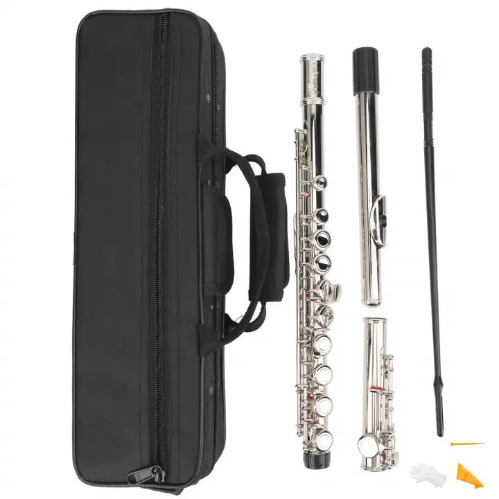 Flauta Transversal Profesional Miwayer Con 16 Agujeros Abiertos Y Cerrados En Nickel Instrumento Musical De Concierto Con Paño De Limpieza Y Palito - 1