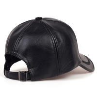 Gorra De Béisbol De Cuero Sólido Para Hombres Y Mujeres Gorra De Invierno Ajustable Casual Negro Para Otoño Y Primavera - details 3