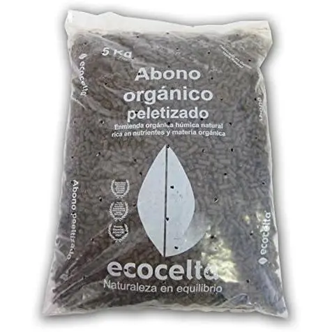 Abono orgánico peletizado de 5kg. Abono que aporta al suelo materia orgánica, microbiología benéfica y nutrientes asimilables para los cultivos - Ecocelta - 1