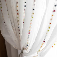 Cortina De Tules Nórdicas Coloridas Con Borlas Transparente Y Elegante Para Decoración De Sala De Estar Y Dormitorio Con Bolso De Percha - details 0