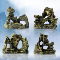 Adorno De Acuario Pequeño Montaña De Piedra Y Roca Para Tanque De Peces Decoración Arbolado Y Cueva Accesorios De Acuario Color Amarillo - details 0