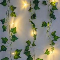 Cadena De Luces De Hojas Verdes Falsas 2M Con 20 LED Luz De Navidad Impermeable Y Alimentada Por Batería Para Decoración De Pared Y Casa - details 4