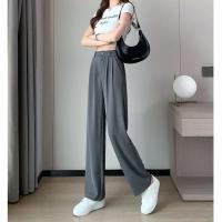 Pantalones De Sastre Para Mujer Cintura Alta Manga Larga Color Sólido Estilo Clásico Para Oficina Pantalones Rectos Y Anchos Basicos - details 7