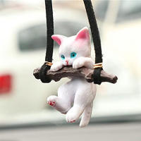 Colgante Creativo Para Espejo Retrovisor De Coche Con Gato En Ramal Swing Decoración Interior De Coche Accesorios Para Interiores - details 1