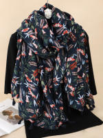 Bufanda De Pashmina Suave Estampada Con Borlas Florales Daisy Para Mujer Moda Elegante Abrigo Versátil Para Todas Las Estaciones - details 2