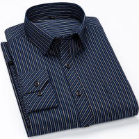 Camisa De Punto De Cuello Encogible Para Hombre Talla Grande Hasta 9XL Estilo Casual Formal Con Rayas Manga Larga Color Variado - details 7