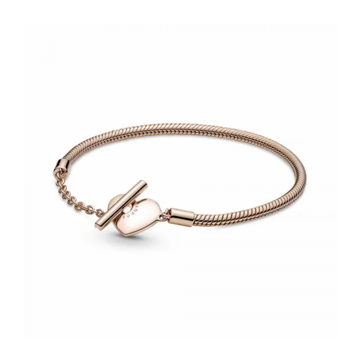 Pulsera Pandora Moments Cadena de Serpiente con cierre en T y Corazón - 589285C00 - 1