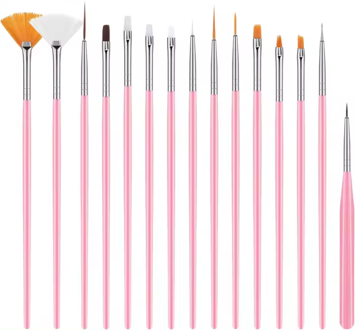 YIKOOLIN Set De 15 Pinceles Para Uñas Acrílicos UV Gel Pintura Arte De Uñas Herramientas De Dibujo Y Puntos Para Esmalte De Uñas Profesional - 1