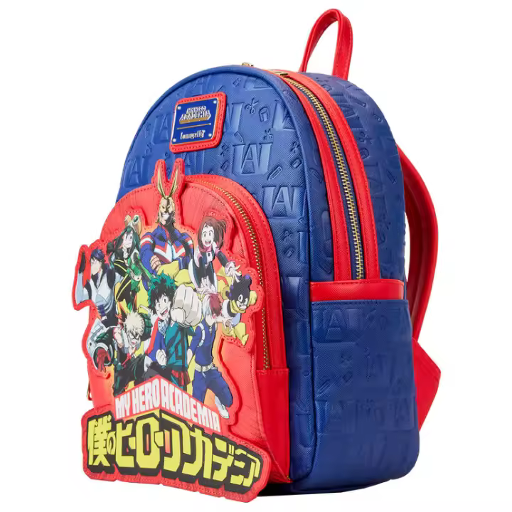 Mochila Group Debossed Logo My Hero Academia Loungefly 26cm. Mochila ergonómica con amplio espacio. Diseño resistente y versátil para llevar tus pertenencias con estilo. - 1
