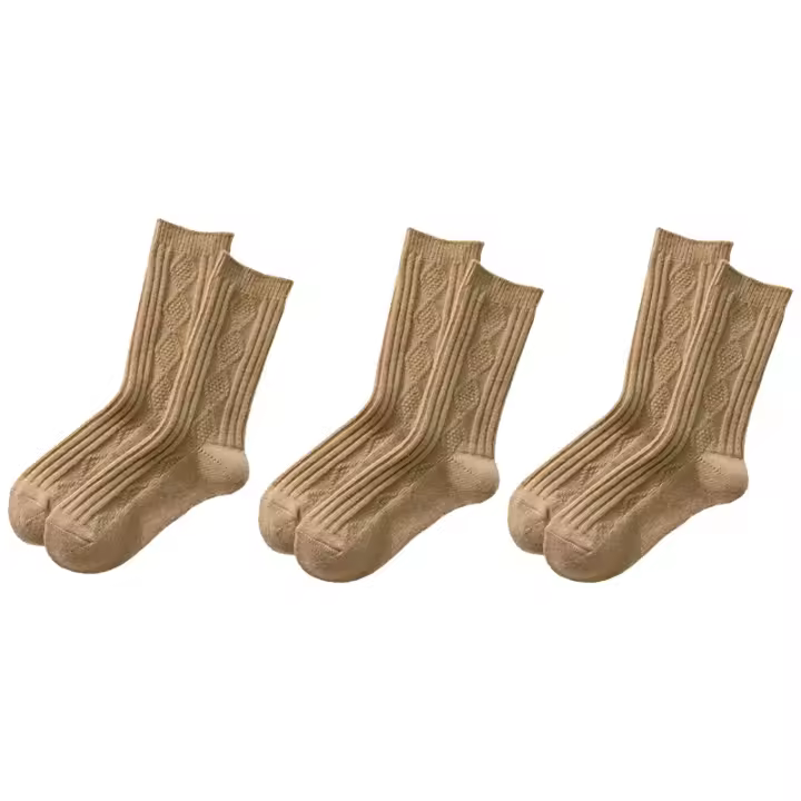3 Pares De Calcetines De Lana De Cashmere Para Mujer Invierno Gruesos Y Cálidos Negro Blanco Conjunto Japonés Moda Color Sólido - 1