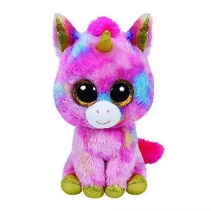 Peluche de unicornio rosa Beanie Boo de 15 cm de textura suave - 1