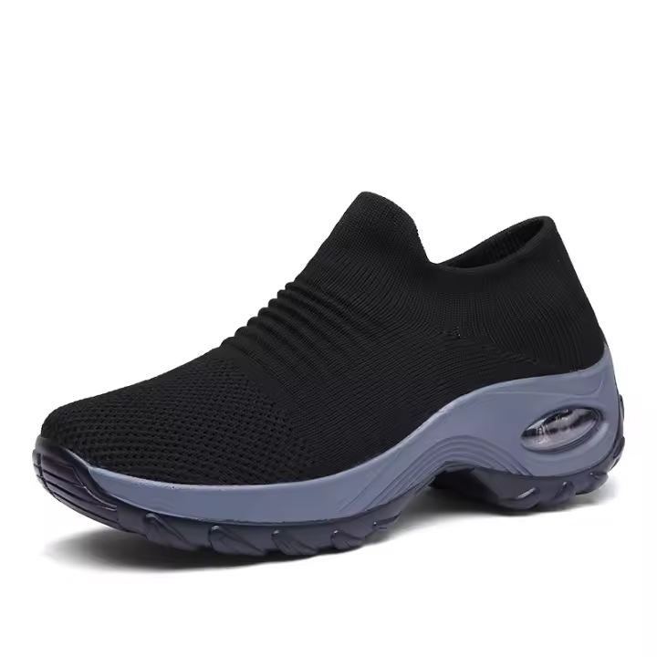 Calcetines Deportivos Casuales Para Mujer Zapatillas De Moda Con Suela Gruesa Y Almohadilla De Aire Tacón Inclinado Zapatos De Rock - 1