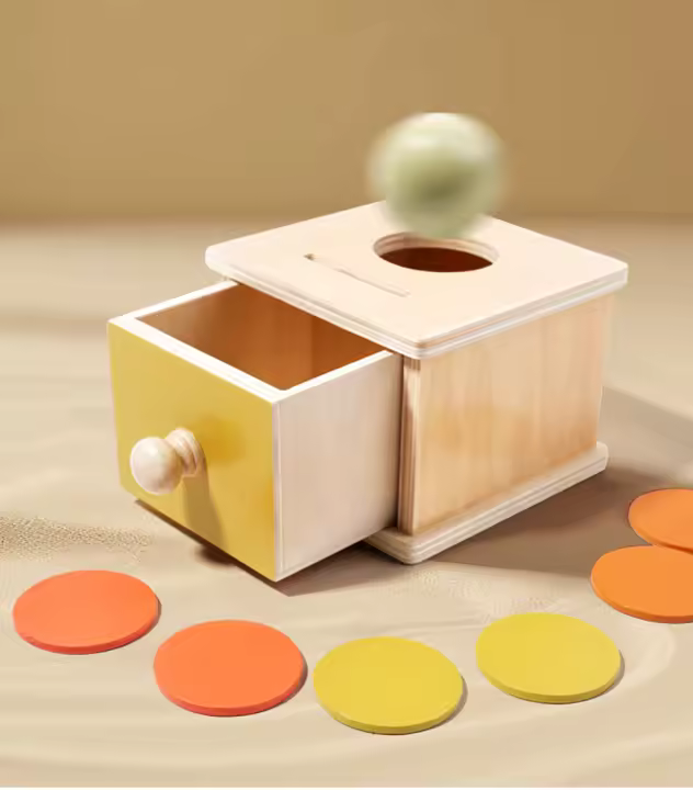 Juguete Montessori Caja De Monedas De Madera Con Juego De Bolas Y Puzzle Doble Cajón Regalo Educativo Para Bebés De 2 a 6 Años - 1