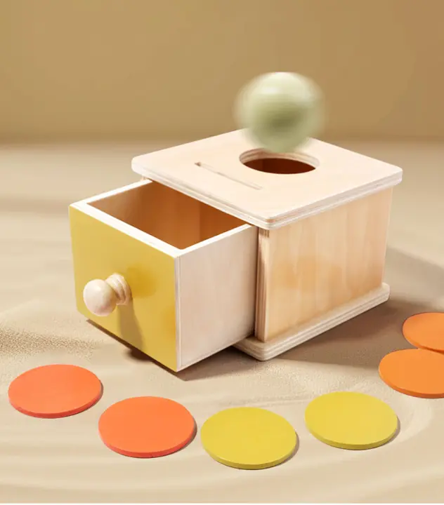 Juguete Montessori Caja De Monedas De Madera Con Juego De Bolas Y Puzzle Doble Cajón Regalo Educativo Para Bebés De 2 a 6 Años - 1