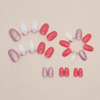 24pcs Uñas Postizas De Resina Estilo Francés Ovaladas Cortas Color Sólido Fácil De Usar Con Pegamento Y Linterna Para Manicura Rápida - details 2
