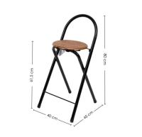 STARLEY-Taburete Plegable con Respaldo - Silla Plegable de Metal y Madera - Ideal para Cocina, Terraza o Jardín (Alto. 80 cm x Largo. 40 cm - Negro) - details 6
