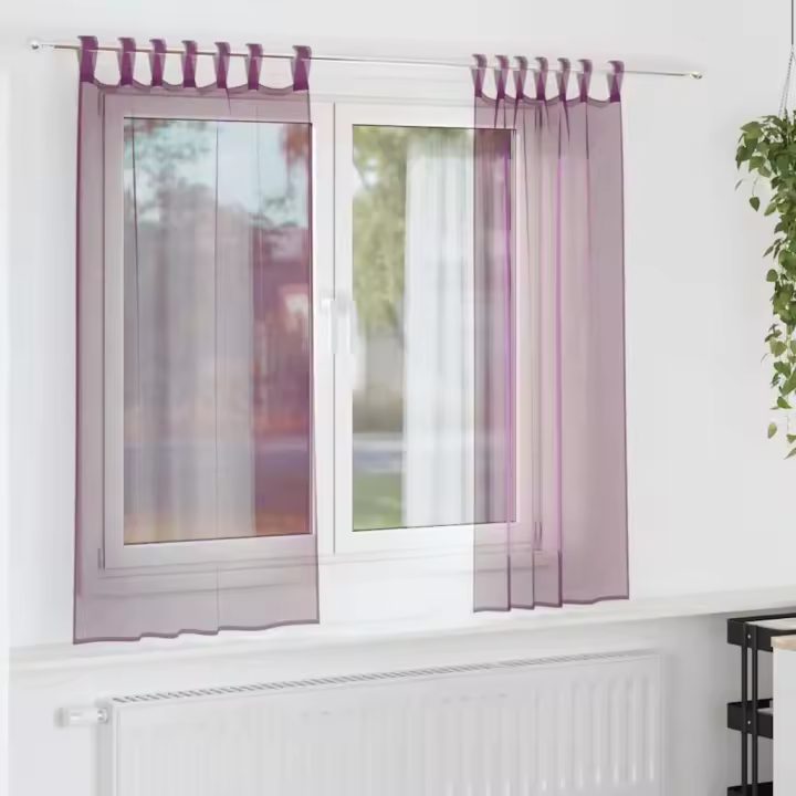 vidaXL Cortinas de gasa con trabillas 2 uds 140x140 cm en color Morado/Terracota/Tuquesa y más | protección solar decorativa para ventanas hogar oficina dormitorio fácil de instalar - 1
