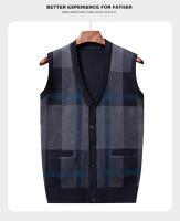 Suéter De Casual Para Hombre Chaqueta Sin Mangas Gruesa Para Otoño E Invierno Cardigan Con Estampado Rayado Cuello En V - details 13