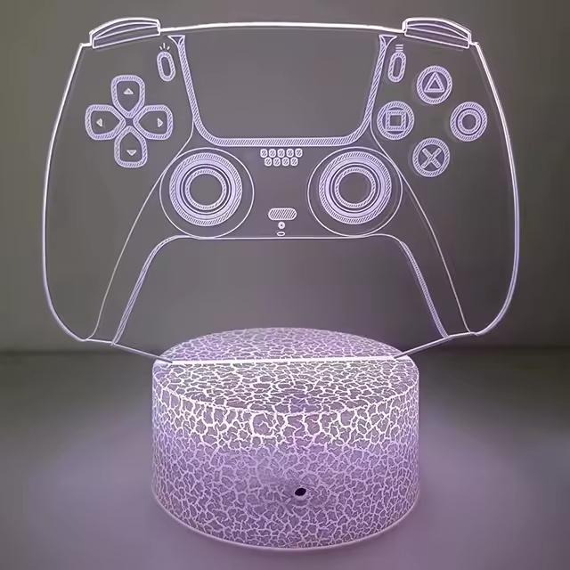 Lámpara De Ambiente Creativa PS5 Gamepad Illusión 3D Acrílica Toque Dimmer Luz Nocturna Para Decoración De Habitación Y Juego - 1