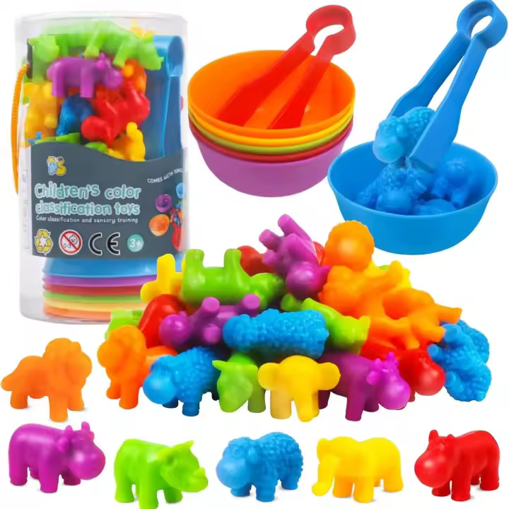Juguete Montessori De Identificación De Animales Y Cuentas Color Sorting Dinosaurio Para Niños Regalo Desarrolla Habilidades De Color Y Conteo - 1