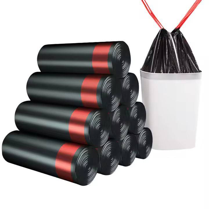Bolsa De Basura De Plástico Mediana Y Grande Con Cordón Cerrado 3 Rolls Aumentados Bolsas De Basura Portátiles Para El Hogar - 1