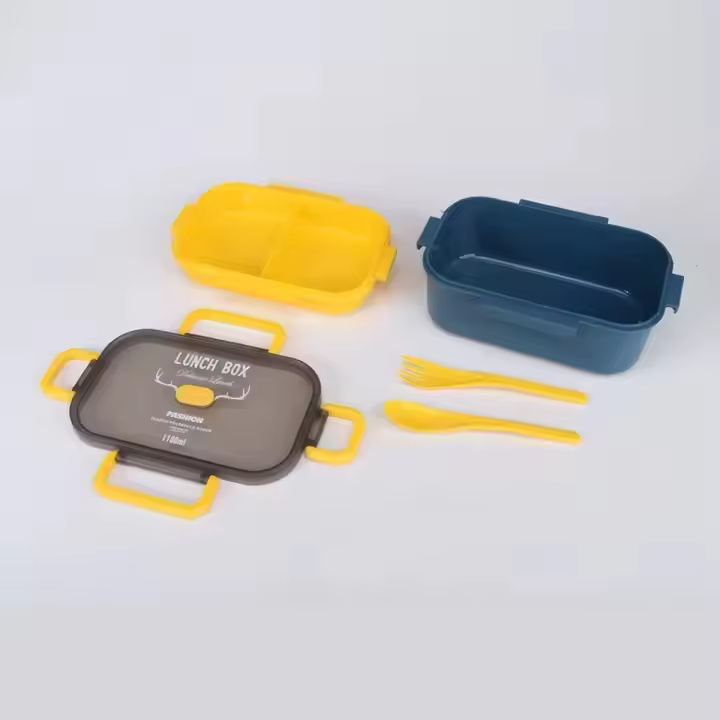 Fiambrera Azul 1100ml con cubiertos para picnic, tuper a prueba de fugas para una comida equilibrada y saludable tupperware ONFENG - 1