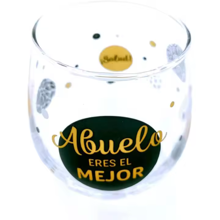 Vaso de vidrio con la frase "Abuelo eres el Mejor" y elementos decorativos - 1