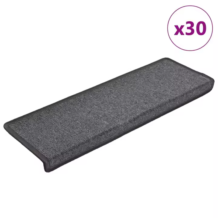 vidaXL Alfombrilla escalera 30 uds 65x21x4 cm gris oscuro - 1