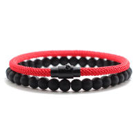 Set De 2 Pulseras Económicas Unisex 6mm Piedra Onix 4mm Cadena De Cuerda Pulsera Couplada Pareja Brazalete Joias - details 11