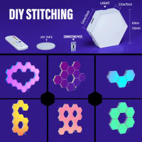 Lámpara De Pared Hexagonal Inteligente RGB Luz Nocturna Cambiante Para Ambiente DIY Forma Música Rítmica Control APP Para Game Room Dormitorio - details 2