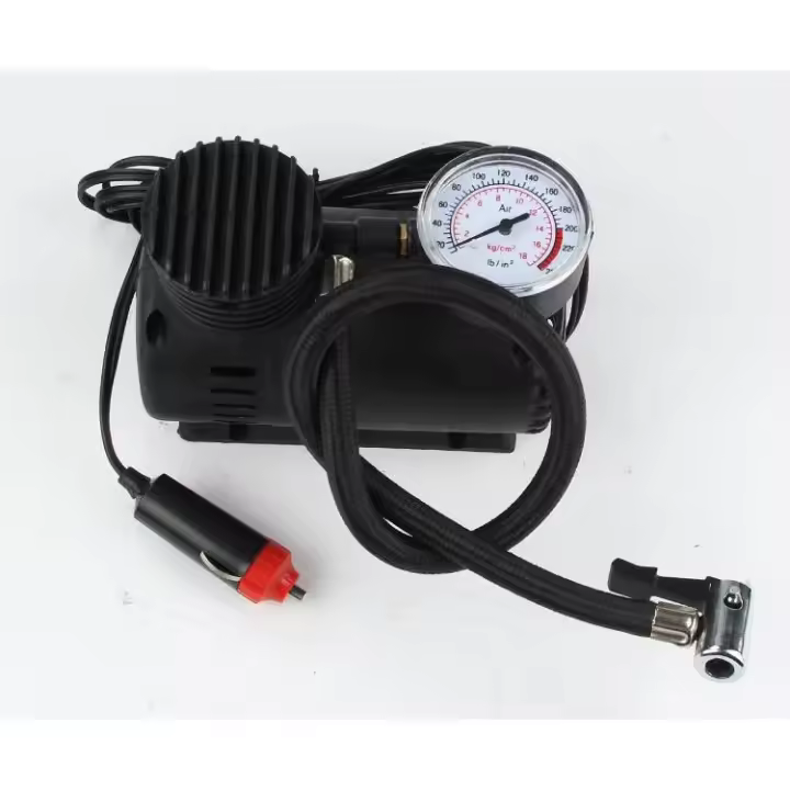 PREMOTO-Compresor analogico-compresor de aire-diferentes boquillas incluidas(neumaticos, rueda bici, balones) -L84-647 - 1