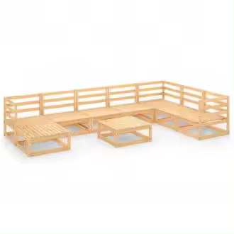 VIDAXL juego de muebles para exteriores hecho de madera maciza de pino color marrón 9 piezas - 1