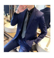 Traje De Moda Para Hombre Slim Fit Con Rayas Conjunto De Dos Piezas Casual Y Negocios Pantalones Y Chaqueta Para Primavera Y Otoño - details 4