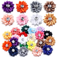 20Pcs Flores De Cinta Satinada Mini 4cm Con Rhinestones Multicolor Para Decoración De Ropa Y Clip De Pelo Hecho a Mano Accesorios DIY - details 1