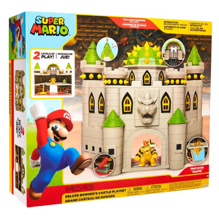Playset Castillo Bowser deluxe Mario Bros. Playset de madera con detalles realistas. Ideal para recrear aventuras y fomentar la creatividad de los más pequeños. - 1