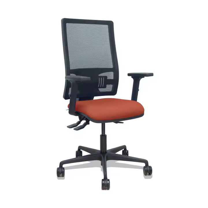Silla Bormate asincro malla negra asiento bali marrón brazos 2D ruedas 65mm - 1