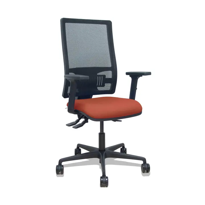 Silla Bormate asincro malla negra asiento bali marrón brazos 2D ruedas 65mm - 1