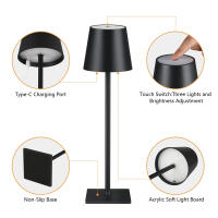 Lámpara De Mesa LED Recargable Sin Cable Para Sala De Estar Luz De Escritorio Impermeable Con Interruptor Táctil Para Dormitorio Barra - details 9