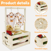Cesta De Baño Para Bebé Con Manija Portátil Y Gran Capacidad Caja De Madera Para Almacenamiento De Juguetes Decoración De Closets Para Fiesta De Baño - details 3