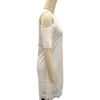 Vestido De Encaje Con Cuello En V Y Mangas Cortas Para Mujer Color Sólido Estilo Europeo Y Americano Longitud De Rodilla - details 3