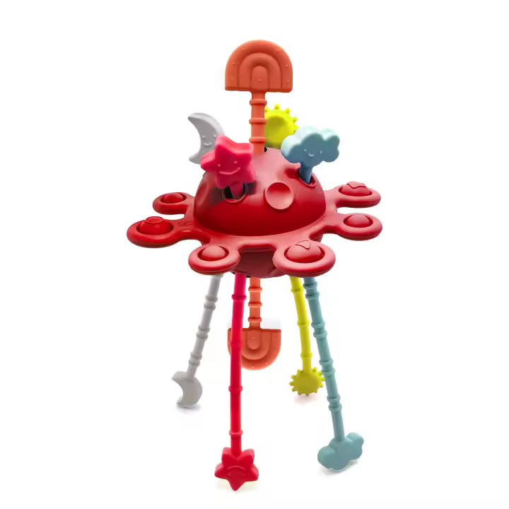 Bosmik - Juguetes Montessori 6 Meses 1 2 Años - Pulpo de Silicona sin BPA - Juguetes Bebes 6-12 meses - Mordedor Bebe - Juguetes Niños 1 2 Años - Regalos Originales Bebes 1 Año (Naranja) - 1