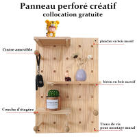 Estante de pared de madera maciza, decoración de salón, bricolaje, almacenamiento, 40x60cm - details 7