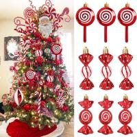 Piezas de Piruleta de Navidad, Colgantes de Bastón de Caramelo, Adornos de Bolas colgantes para Árbol de Navidad, decoraciones navideñas - details 3