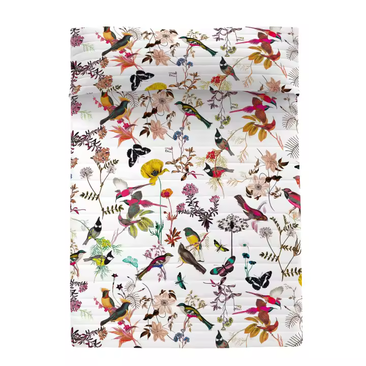 Happyfriday- Birds of paradise Colcha, Colchas 100% Algodón (exterior) 100% Poliéster (relleno), calidad de 150 TC, Fabricado en España - 1