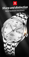 Reloj Mecánico Para Hombre OLEVS9946 Resistente Al Agua Con Iluminación Luminosa Acero Inoxidable Calendario Dual Display Romano Numeral - details 1