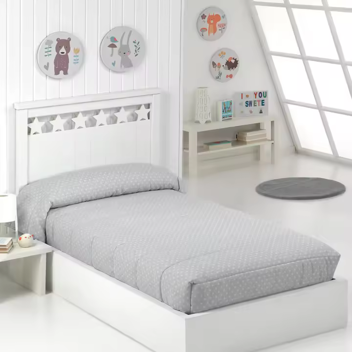 Lanovenanube - Edredón Ajustable Raya - Color Gris - 1