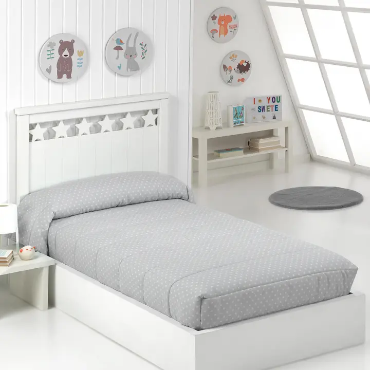 Lanovenanube - Edredón Ajustable Raya - Color Gris - 1