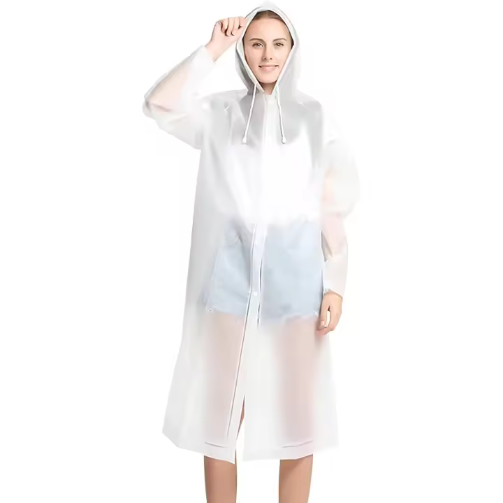 Chubasquero para Adultos, Gran Poncho Impermeable, Reutilizable Chubasquero Impermeable Claro, EVA Ponchos with Cordón Capucha y Fondo, Capa Impermeable para Mujeres - 1